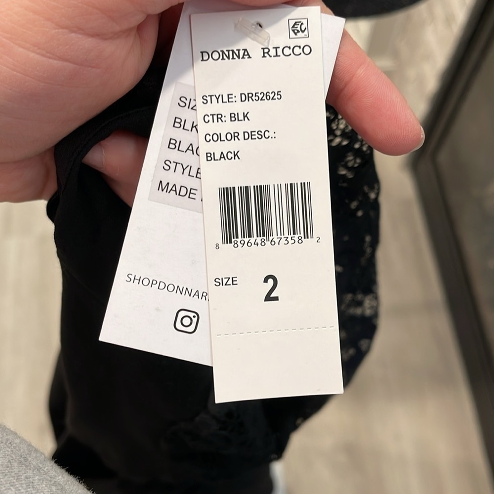 NWT Donna Ricco Women's Black Cocktail Dress Size 2 - Picture 4 of 8